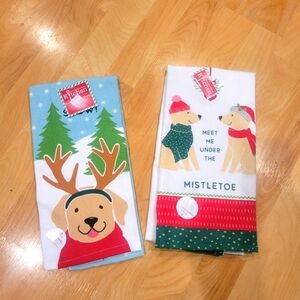 Holiday Kitchen Towel Bundle Yellow Lab New